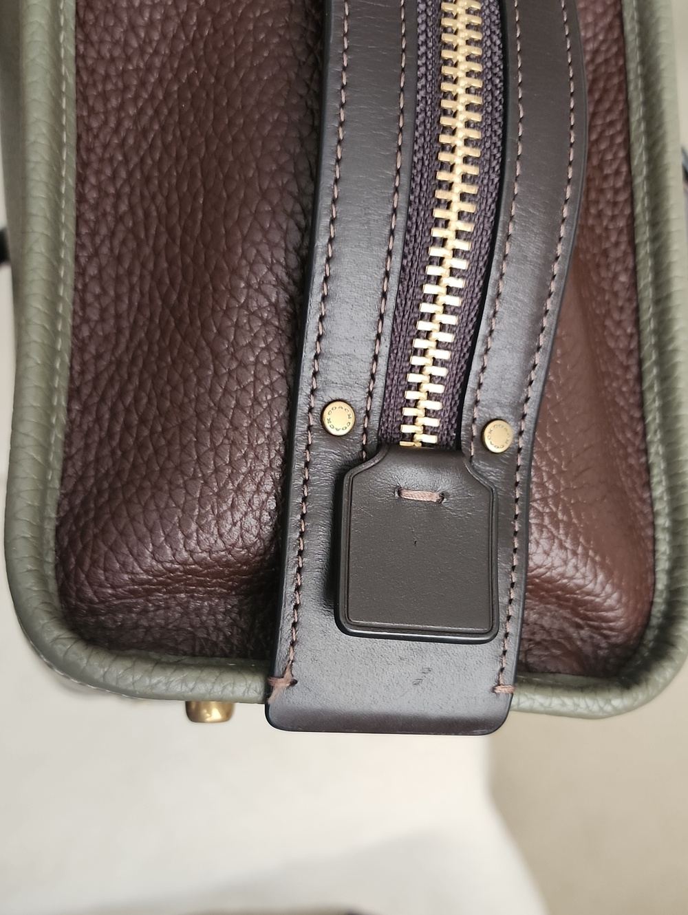 Coach Rogue 25 Army Green and Oxblood Colorblock - Picture 6 of 16